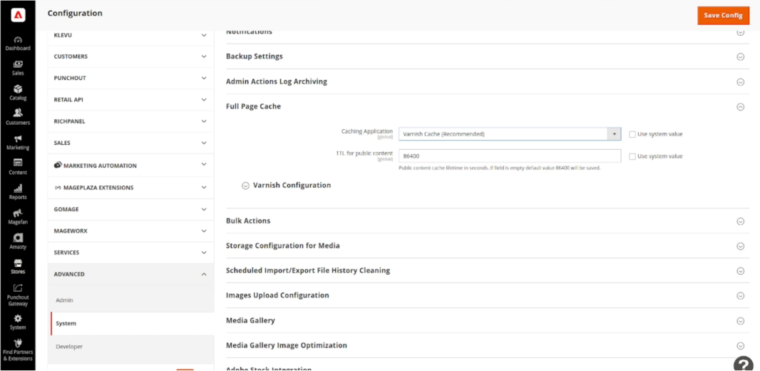 Varnish configuration